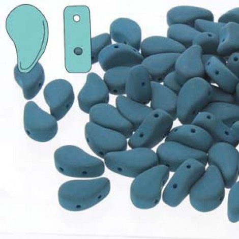 5x8mm Czech Paisley Duo 2-Hole Beads - Matte Velvet Dark Teal - 22gm 5x8mm Czech Paisley Duo 2-Hole Beads - Matte Velvet Dark Teal - 22gm