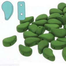 5x8mm Czech Paisley Duo 2-Hole Beads - Matte Velvet Lizard Green - 22gm