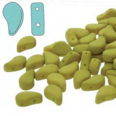 5x8mm Czech Paisley Duo 2-Hole Beads - Matte Velvet Lemongrass - 22gm