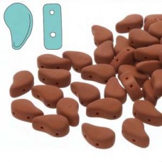 5x8mm Czech Paisley Duo 2-Hole Beads - Matte Velvet Brick - 22gm