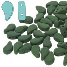 5x8mm Czech Paisley Duo 2-Hole Beads - Matte Velvet Forest Green - 22gm