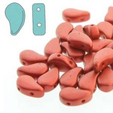 5x8mm Czech Paisley Duo 2-Hole Beads - Chalk Lava Red - 22gm