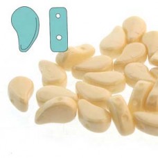5x8mm Czech Paisley Duo 2-Hole Beads - Chalk Beige Luster - 22gm