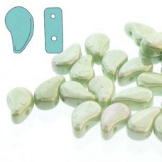 5x8mm Czech Paisley Duo 2-Hole Beads - Green Chalk Luster - 22gm