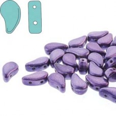 5x8mm Czech Paisley Duo 2-Hole Beads - Metalust Purple - 22gm