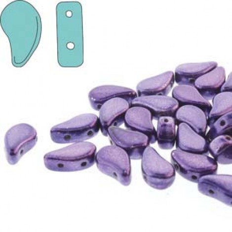 5x8mm Czech Paisley Duo 2-Hole Beads - Metalust Purple - 22gm