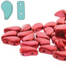 5x8mm Czech Paisley Duo 2-Hole Beads - Metalust Lipstick - 22gm