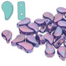 5x8mm Czech Paisley Duo 2-Hole Beads - Royal Blue Nebula - 22gm