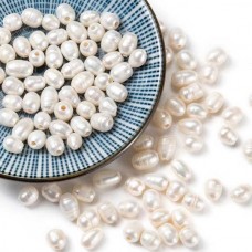 7-10x7-8mm Large 1.8mm Hole Natural Cultured Freshwater Rice Pearls - Pack of 10