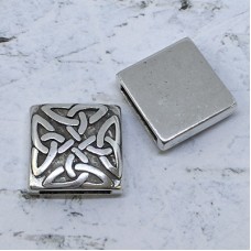 13mm Trinity Celtic Knot Square Flat Leather Slider - Antique Silver