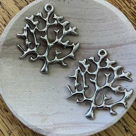 45x40mm Antique Silver Tree Pendant - Each
