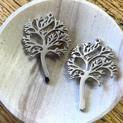 48x33mm Platinum Silver Plated Tree Pendant - Pack of 5