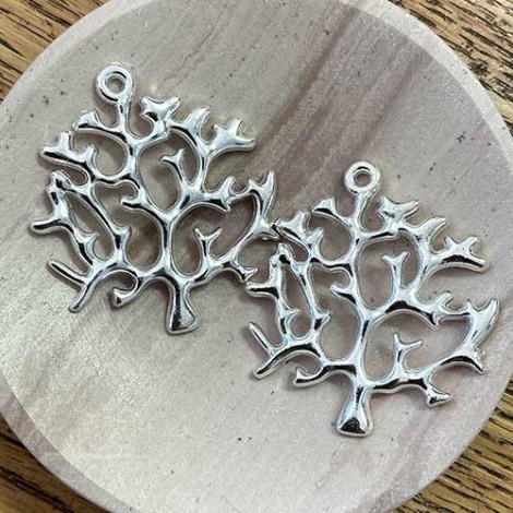 45x40mm Silver Plated Tree Pendant - Each