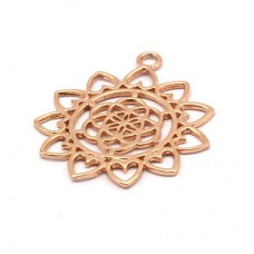 30x36mm Turkish Rose Gold Plated Brass Mandala Pendant
