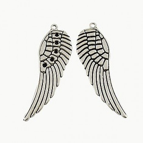 48x16mm Ant Silver Plated Angel Wing Pendants