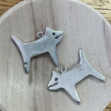 35x24mm Ant Silver Dog Pendant - Pack of 2