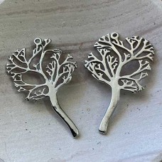29x41mm Platinum Silver Plated Tree Pendant - Each