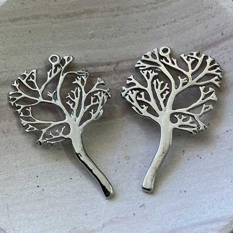 29x41mm Platinum Silver Plated Tree Pendant - Each