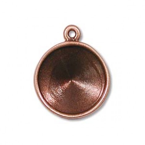 12mm 1-Loop Rivoli 1122 Pendant Bezel - Ant Copper