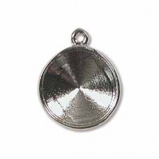 12mm 1-Loop Rivoli 1122 Pendant Bezel - Silver - Per Pair