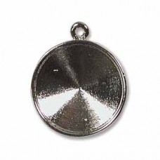 14mm 1-Loop Rivoli 1122 Pendant Bezel - Silver - Per Pair
