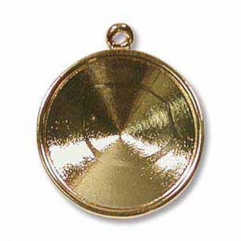 16mm 1-Loop Rivoli 1122 Pendant Bezel - Gold - Per Pair