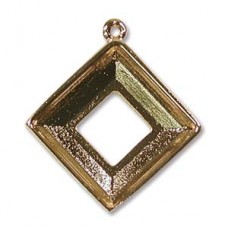 14mm Swarovski 4439 Square Ring Bezel Drop - Gold - Each