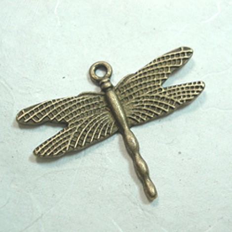 28mm Antique Brass Cast Alloy Dragonfly Pendant