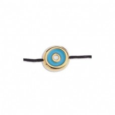 9x8.2mm 24K Gold Plated Nickel Free Eye Round Bead with 1.5mm Hole - Turquoise - Each