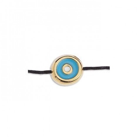 9x8.2mm 24K Gold Plated Nickel Free Eye Round Bead with 1.5mm Hole - Turquoise - Each