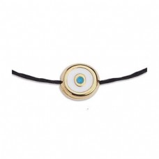 9x8.2mm 24K Gold Plated Nickel Free Eye Round Bead with 1.5mm Hole - White - Each