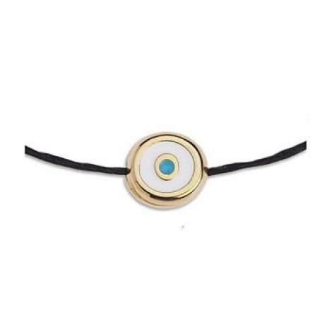 9x8.2mm 24K Gold Plated Nickel Free Eye Round Bead with 1.5mm Hole - White - Each