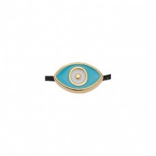 11x6.9mm 24K Gold Plated Nickel Free Eye Bead with 1.5mm Hole - Turquoise - Each