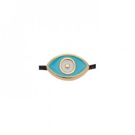 11x6.9mm 24K Gold Plated Nickel Free Eye Bead with 1.5mm Hole - Turquoise - Each
