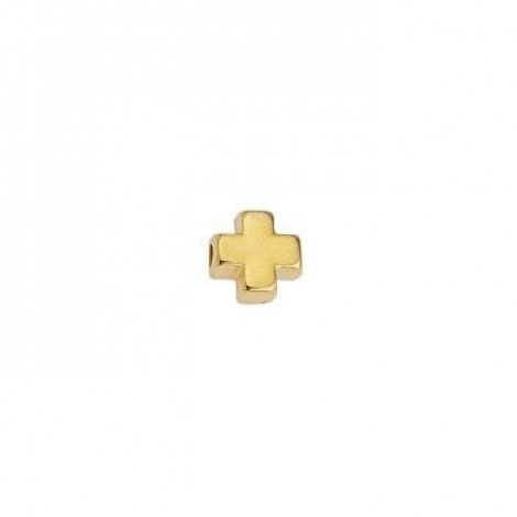 6.2mm (1.5mm hole size) 24K Gold Plated Cross Spacer Beads - Pack of 2