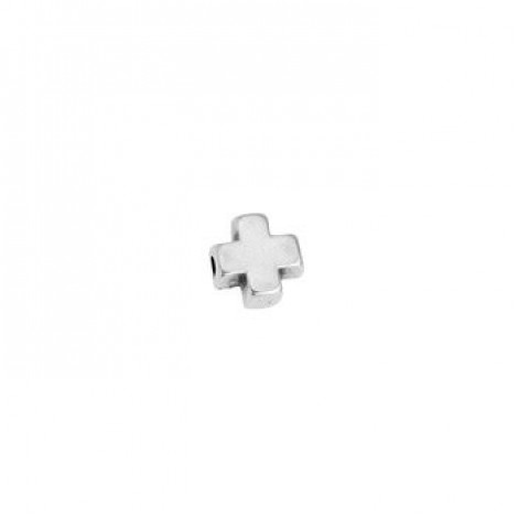6.2mm (1.5mm hole size) Antique Silver Plated Cross Spacer Beads - Pack of 2