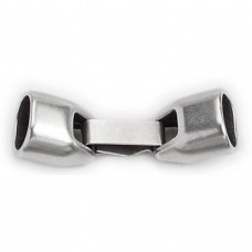 46x13mm (10x7mm ID) Fold-Over Fine Silver Plated Clasp for 10x7mm Licorice Leather - Each