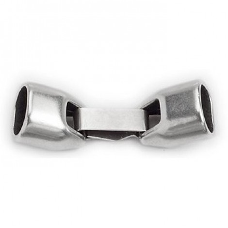 46x13mm (10x7mm ID) Fold-Over Fine Silver Plated Clasp for 10x7mm Licorice Leather - Each