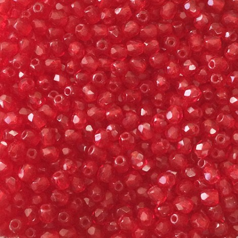 3mm Czech Firepolish Beads -  Light Garnet Red - Pack of 50