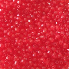 3mm Siam Ruby Czech Fire Polished Round Beads - Pack of 50