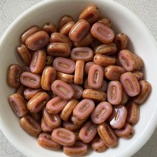 10x6mm Pink Travertine Czech Glass Table-Cut Oval Beads - Pack of 5