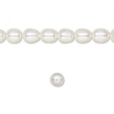 5.5-6mm B Grade White Lotus Cultured Rice Pearls - Per Strand