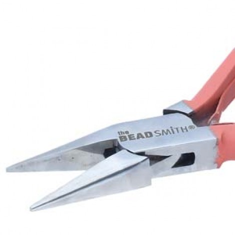 Beadsmith Satin Touch Chain Nose Box-Joint Stainless Steel Pliers - Coral
