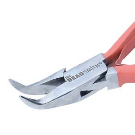 Beadsmith Satin Touch Bent Chain Nose Box-Joint Stainless Steel Pliers - Coral Beadsmith Satin Touch Bent Chain Nose Box-Joint Stainless Steel Pliers - Coral