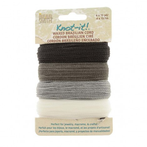 1mm Beadsmith Knot It Waxed Brazilian 2-Ply Waxed Polyester Twisted Cord - Day + Night - 4 x 15yd (13.7m)