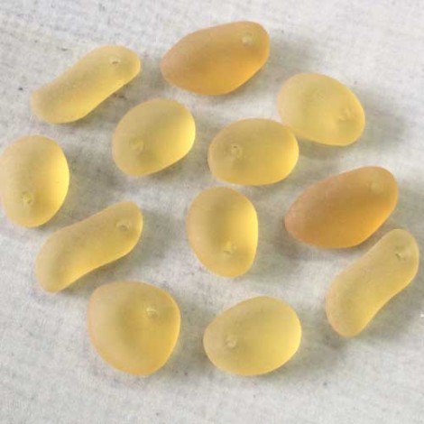 10-15mm Sea Glass Pebble Tiny Drops - Desert Gold