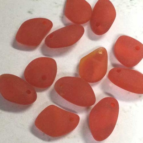 10-15mm Sea Glass Pebble Tiny Drops - Tangerine - Pack of 12