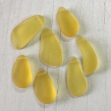 15-20mm Sea Glass Freeform Top-Drilled Drops - Desert Gold - Pack of 2