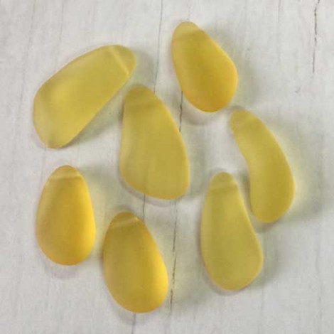 15-20mm Sea Glass Freeform Top-Drilled Drops - Desert Gold - Pack of 2