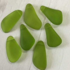 15-20mm Sea Glass Freeform Top-Drilled Drops - Olive